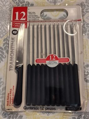 NWT! Tramontina 12-Piece Black Steak Knives Set